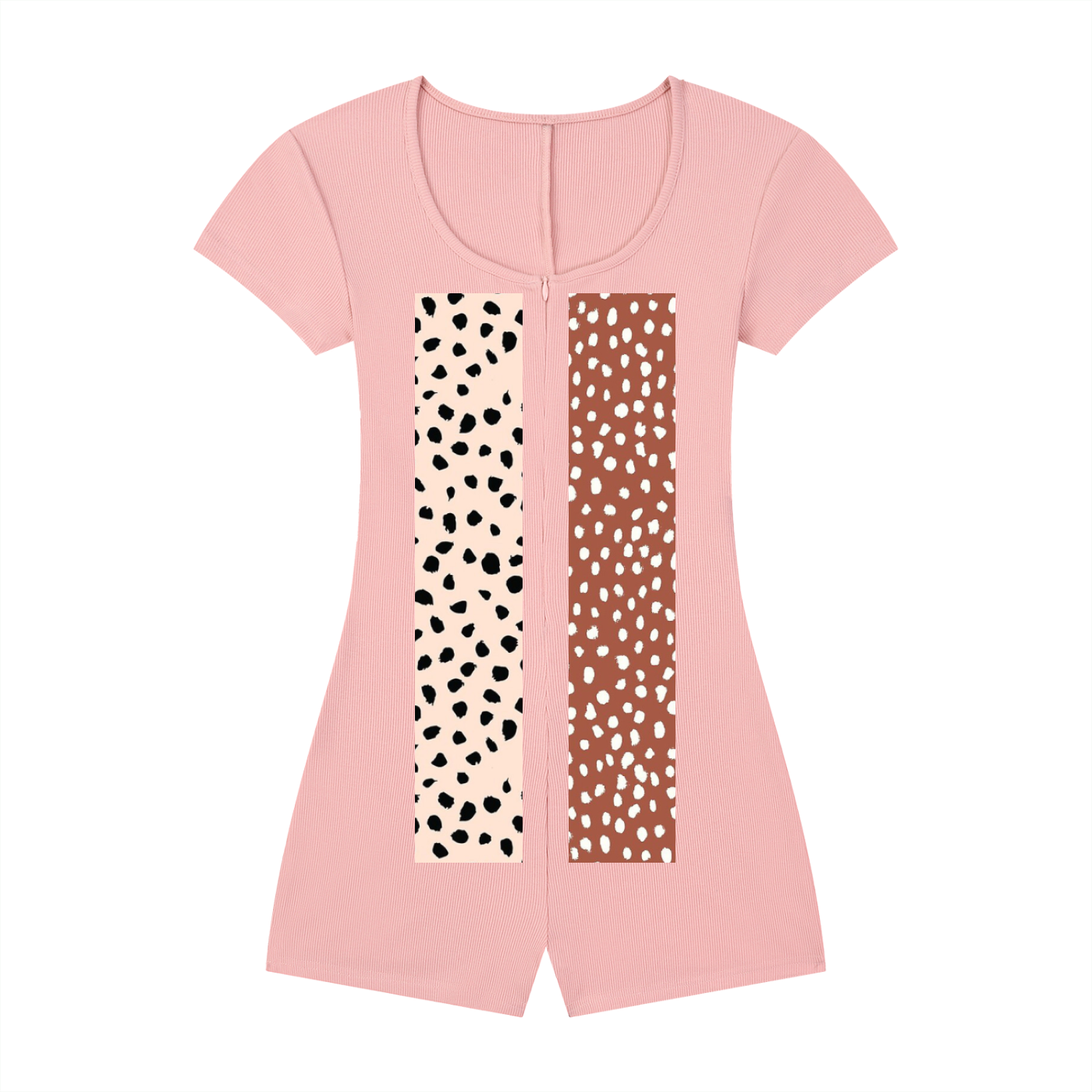 Women's Dual-Function Cape Tie-Waist Romper with Animal Dots Print