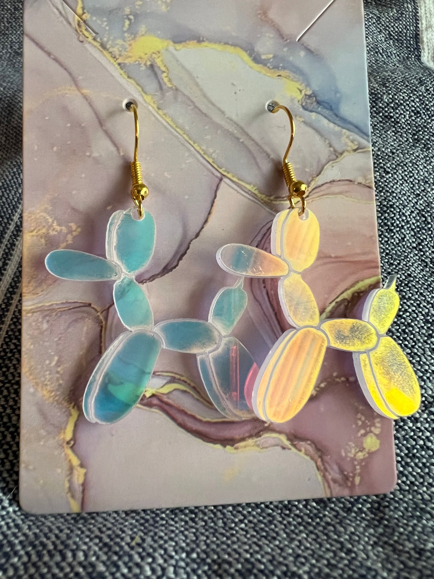 balloon dog iridescent earrings