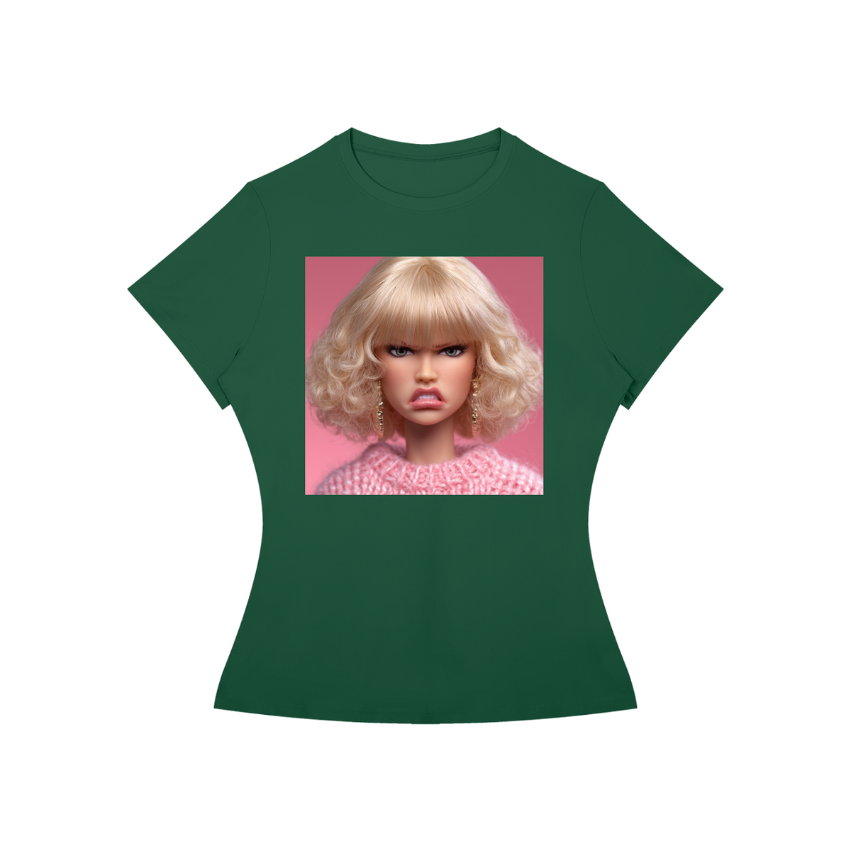Funny Angry Barbie Doll Face Women’s Slim Fit Performance T-Shirt