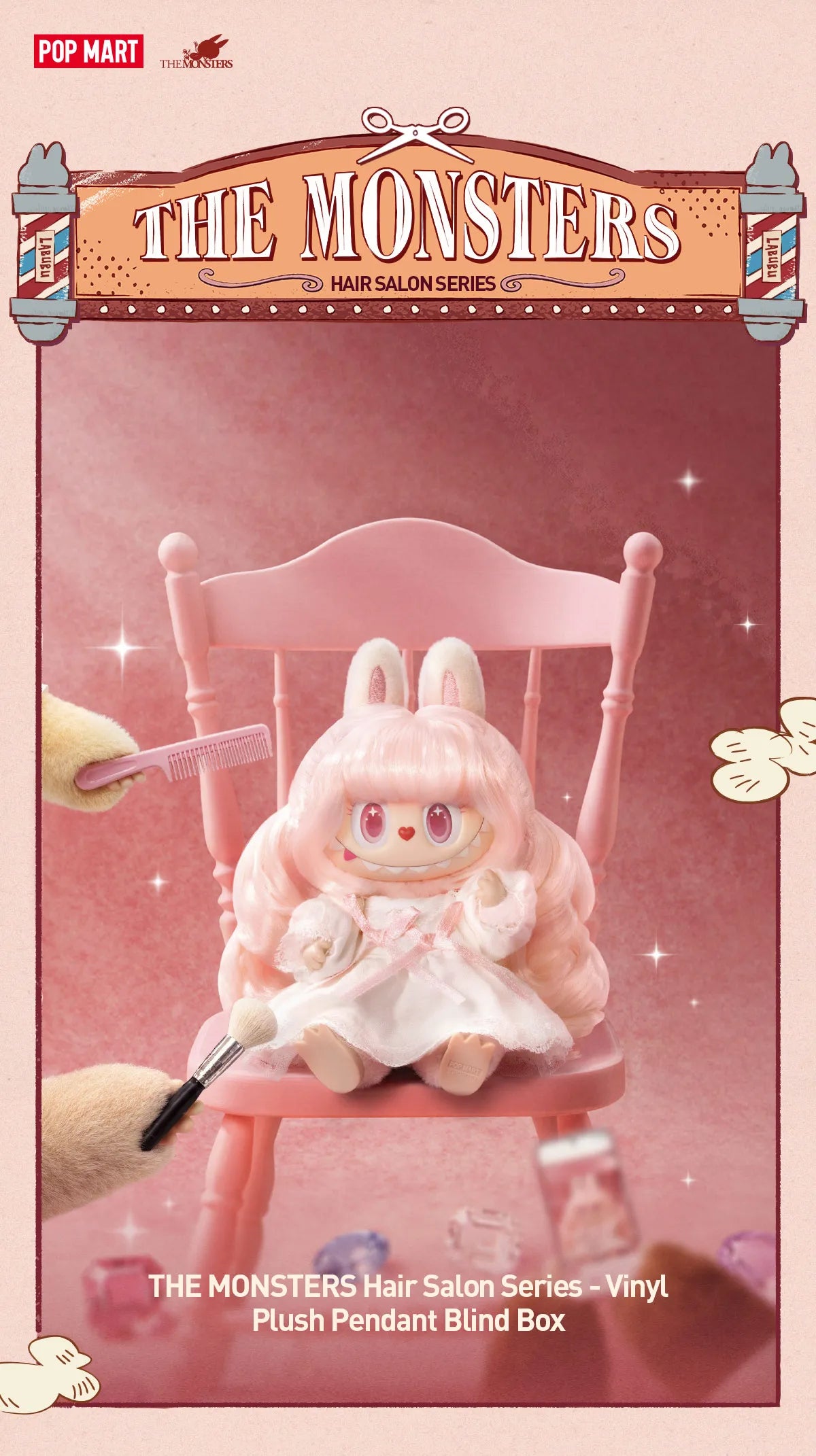Labubu Hair Salon Series The Monsters Authentic Pop Mart Plush Pendant Blind Box