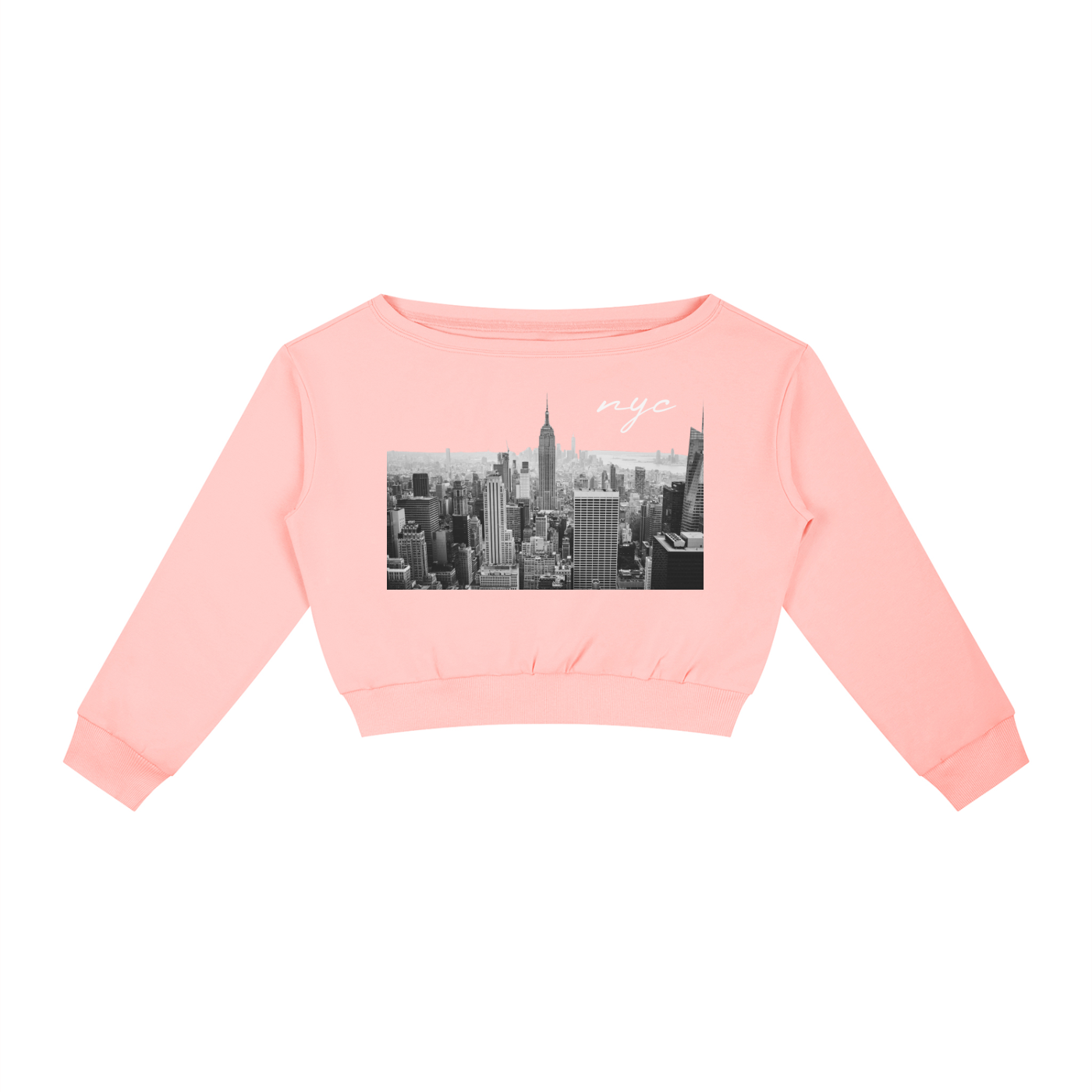 Women's Off-Shoulder Sweatshirt with NYC Skyline Print
