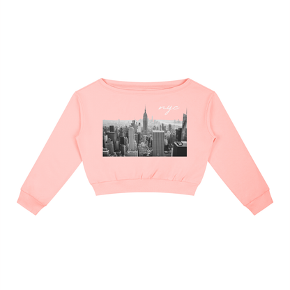 Women's Off-Shoulder Sweatshirt with NYC Skyline Print