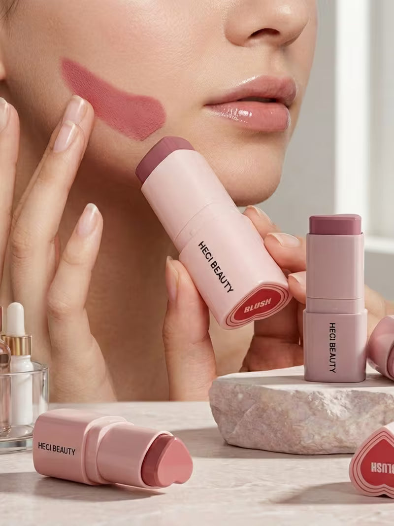 Waterproof Cream Blush Stick Heart-Shaped Long-Lasting Finish