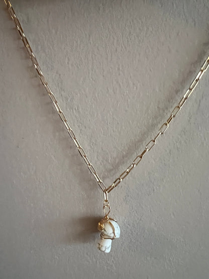 Mushroom Crystal Chain Necklace in White Howlite