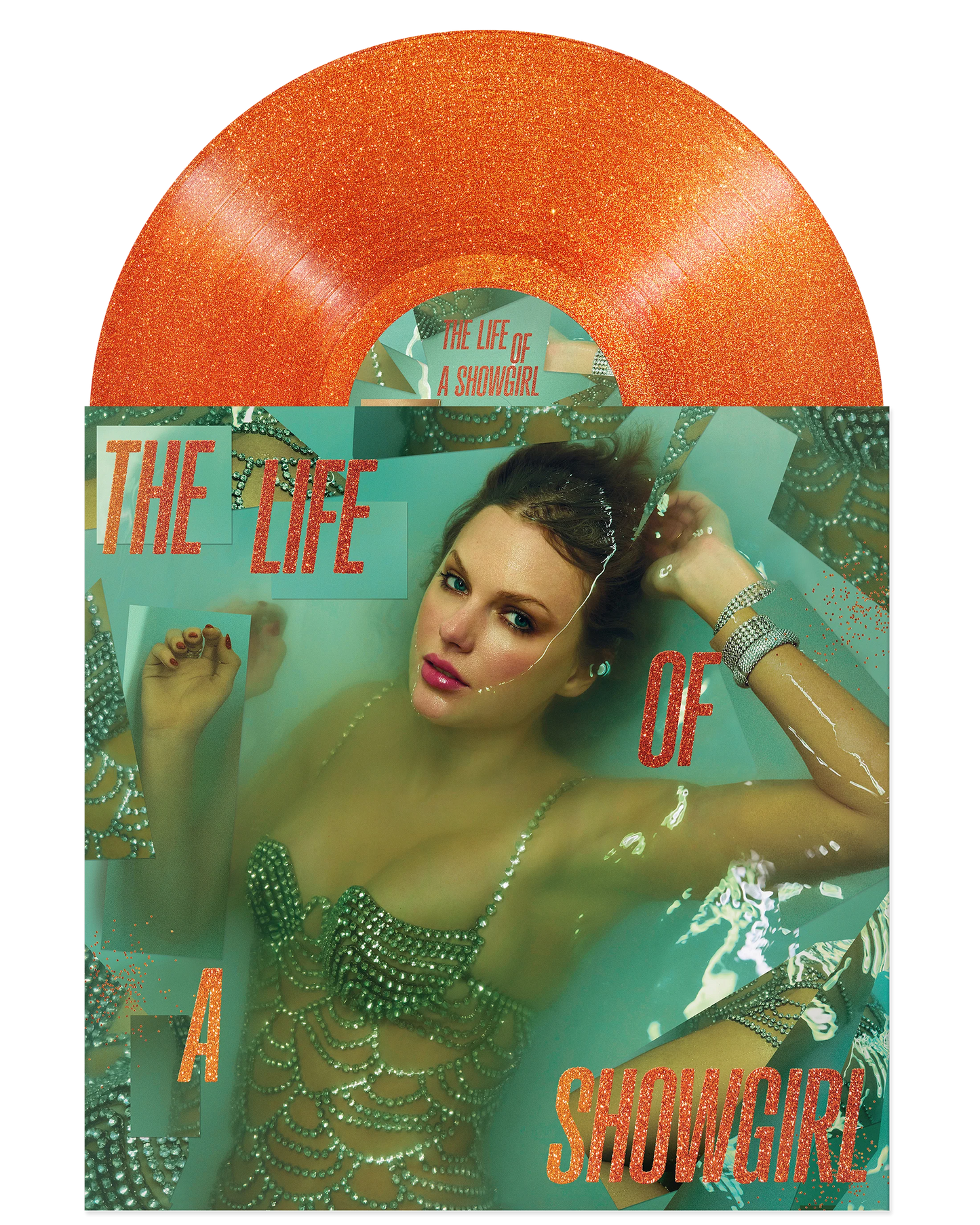 Taylor Swift Vinyl The Life of a Showgirl: Sweat and Vanilla Perfume Portofino Orange Glitter Vinyl