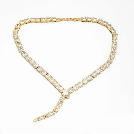 Serpent Tennis Necklace White Diamonds Lariat
