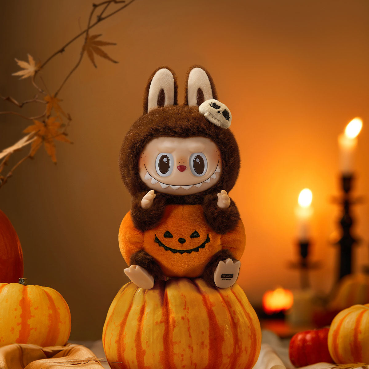 Labubu Happy Halloween Pop Mart Authentic Party Series Sitting Pumpkin Vinyl Plush Pendant