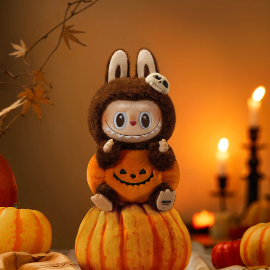Labubu Happy Halloween Pop Mart Authentic Party Series Sitting Pumpkin Vinyl Plush Pendant