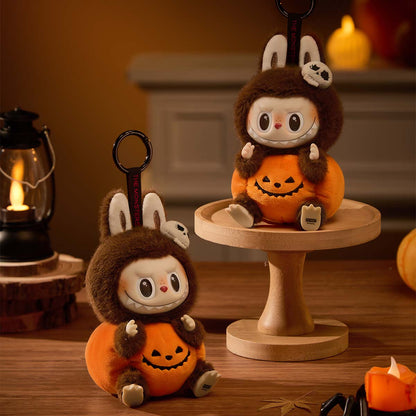 Labubu Happy Halloween Pop Mart Authentic Party Series Sitting Pumpkin Vinyl Plush Pendant