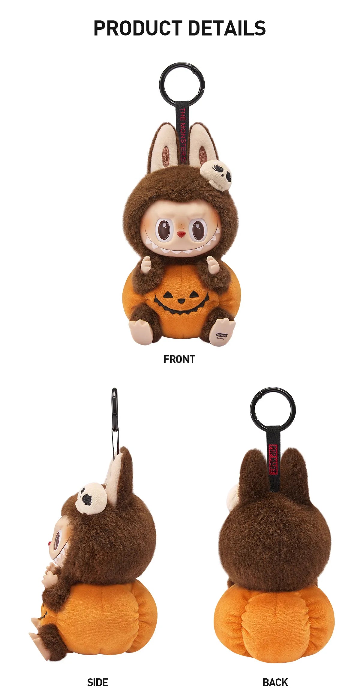 Labubu Happy Halloween Pop Mart Authentic Party Series Sitting Pumpkin Vinyl Plush Pendant