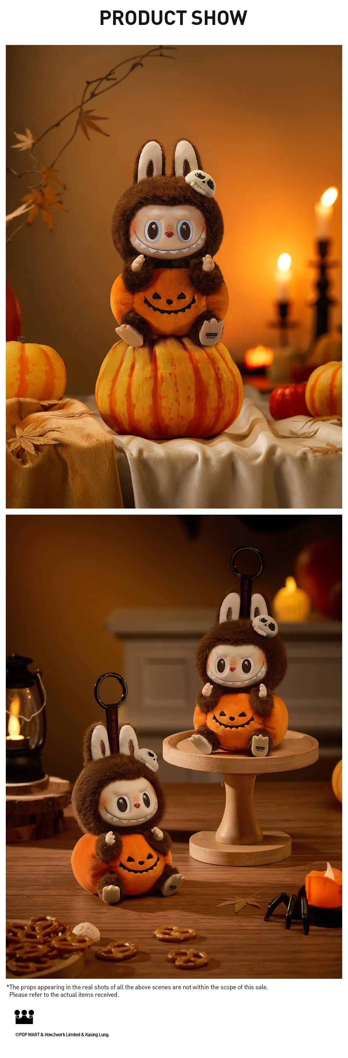 Labubu Happy Halloween Pop Mart Authentic Party Series Sitting Pumpkin Vinyl Plush Pendant