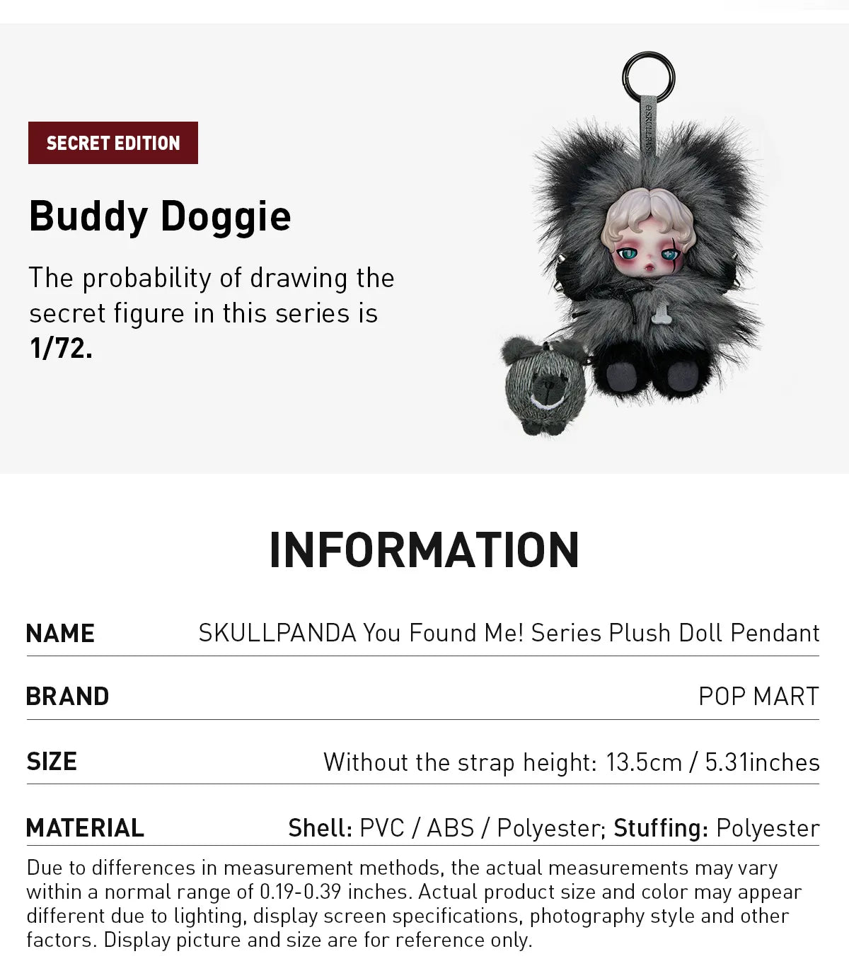 SKULLPANDA You Found Me Pop Mart Series Plush Doll Pendant SKULLPANDA You Found Me Pop Mart Series Plush Doll Pendant