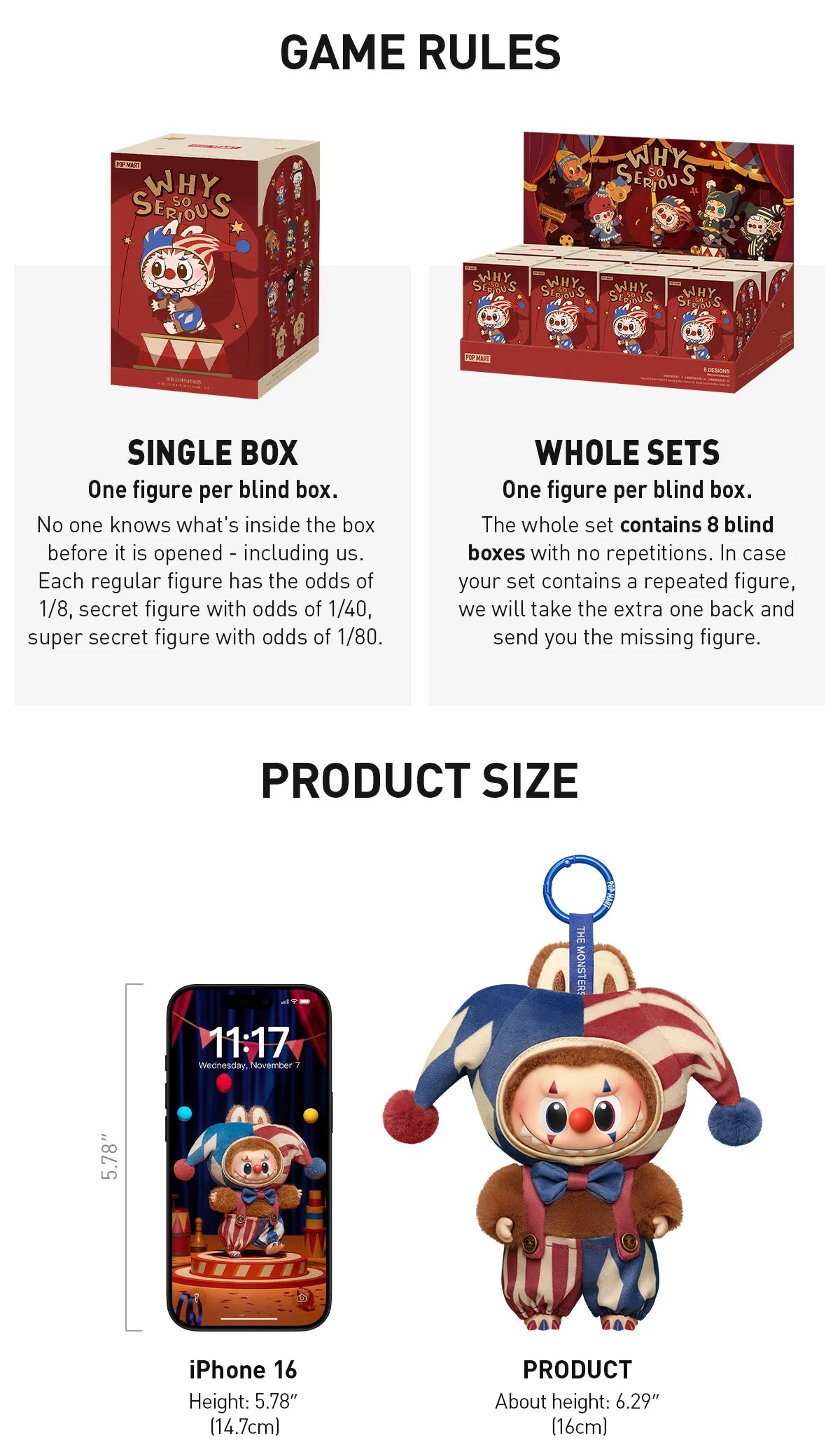 WHY SO SERIOUS Labubu Pop Mart Authentic Series-Vinyl Plush WHY SO SERIOUS Labubu Pop Mart Authentic Series-Vinyl Plush