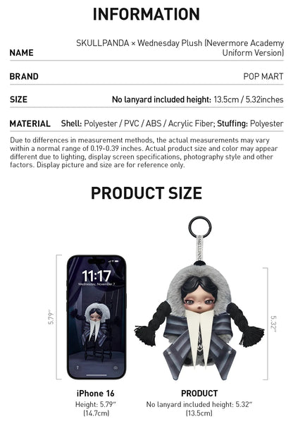 SKULLPANDA × Wednesday Addams Plush Pop Mart Authentic