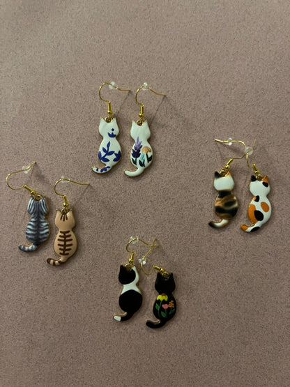 Cat enamel earrings