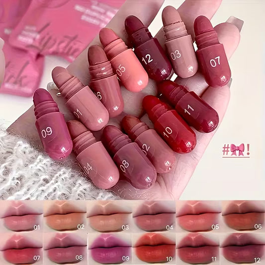 Lip-Blurring Lipstick Set 12 Pcs Creamy Texture Long-Lasting