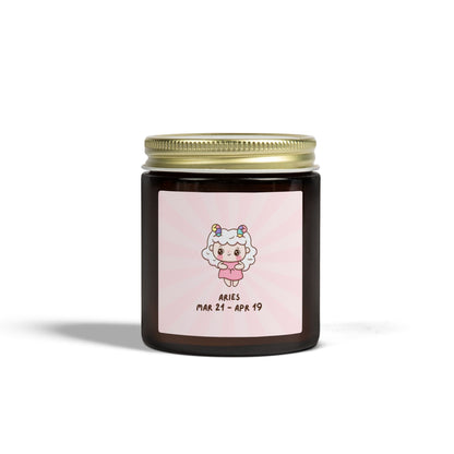 Scented Candle for Aries Zodiac Sign Coconut Apricot Wax 4oz
