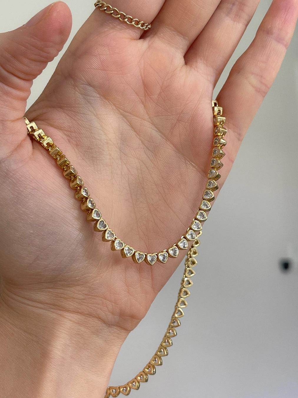 Heart Tennis Necklace Bezel Design