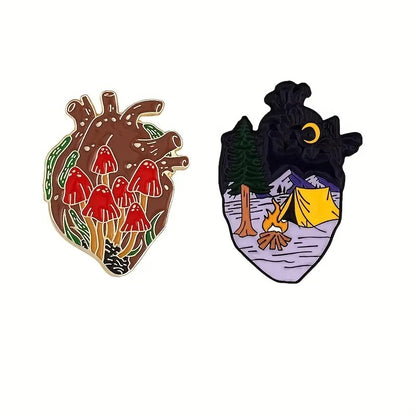 Artistic human heart shape enamel pin