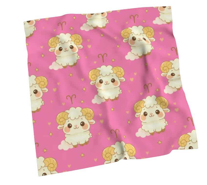 Aries Zodiac Sign Cute Pattern Print Scarf