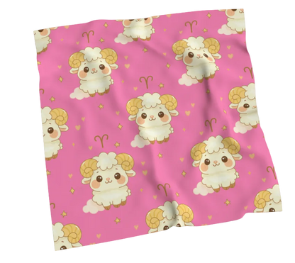 Aries Zodiac Sign Cute Pattern Print Scarf