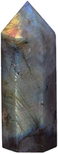 Angelstones Natural Smoky Quartz Gemstone Healing Crystal Hexagonal Pointed Reiki Chakra Faceted Prism Wand Carved Stone Figurine Home Decor