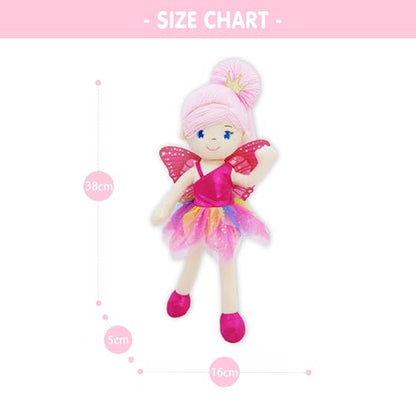 June Garden 18" Ballerina Plush Doll Rosalie - Soft Pink Hair Doll in Floral Dress & Tulle Skirt with Ballet Shoes - Gift for Girls & Toddlers