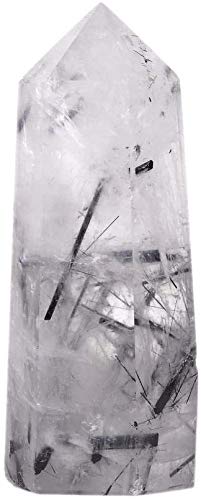 Angelstones Natural Smoky Quartz Gemstone Healing Crystal Hexagonal Pointed Reiki Chakra Faceted Prism Wand Carved Stone Figurine Home Decor