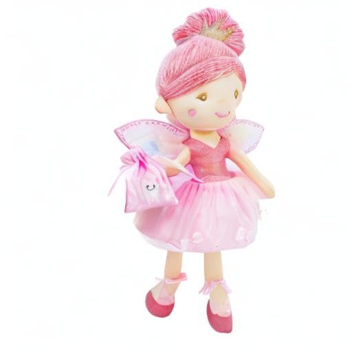June Garden 18" Ballerina Plush Doll Rosalie - Soft Pink Hair Doll in Floral Dress & Tulle Skirt with Ballet Shoes - Gift for Girls & Toddlers