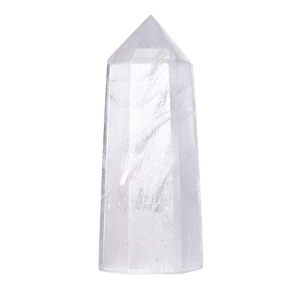 Angelstones Natural Smoky Quartz Gemstone Healing Crystal Hexagonal Pointed Reiki Chakra Faceted Prism Wand Carved Stone Figurine Home Decor