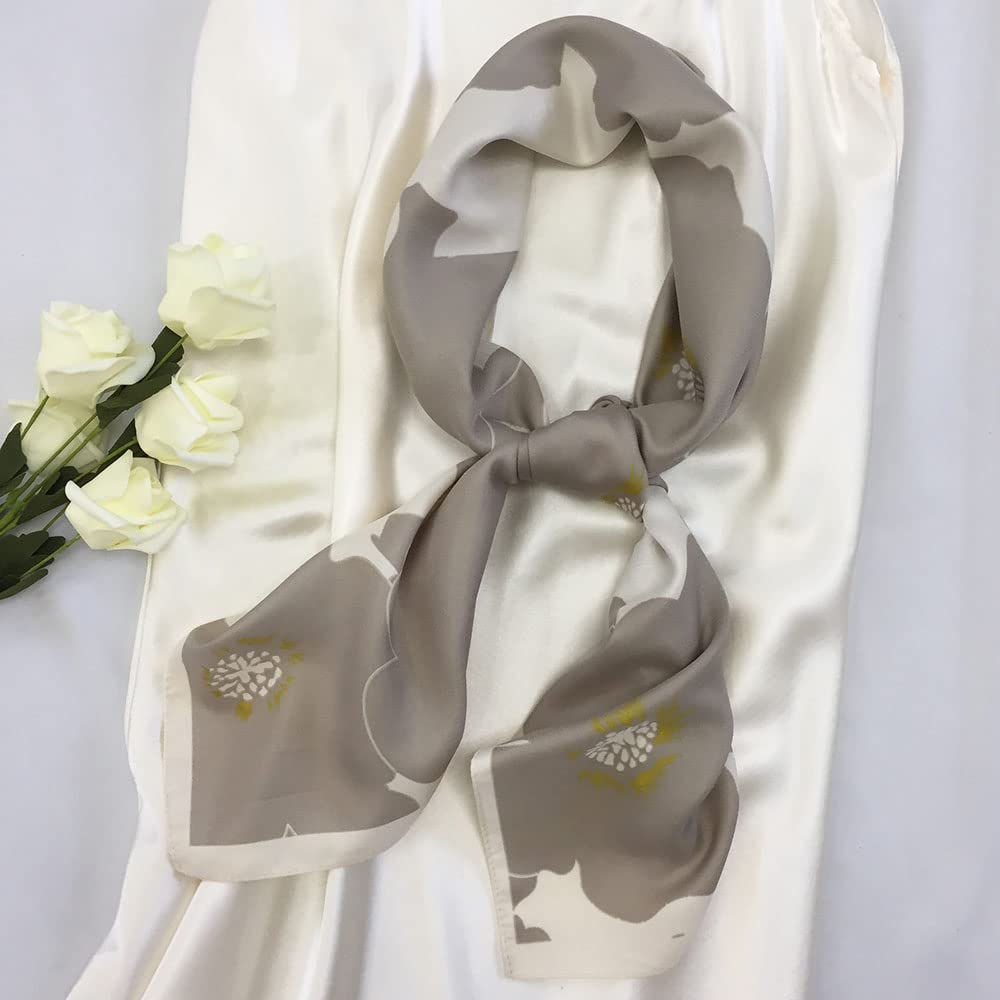 35" Square Mulberry Silk Imitation Head Scarf for Women Satin Large Hair Scarves Neck Scarf - Canvas & Charms