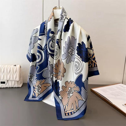 35" Square Mulberry Silk Imitation Head Scarf for Women Satin Large Hair Scarves Neck Scarf - Canvas & Charms