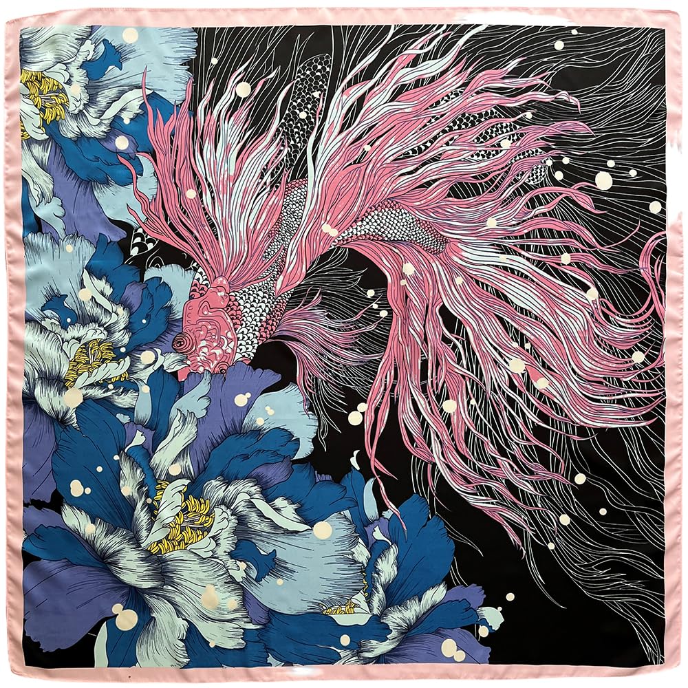 35" Square Mulberry Silk Imitation Head Scarf for Women Satin Large Hair Scarves Neck Scarf - Canvas & Charms