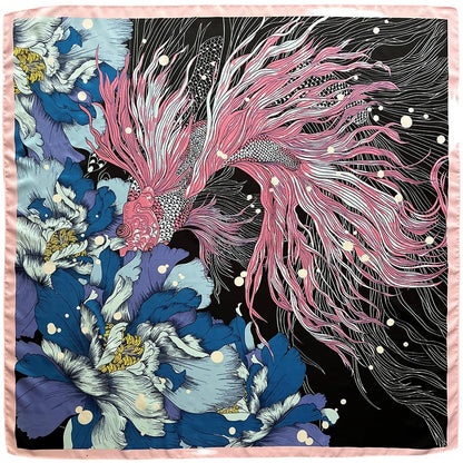 35" Square Mulberry Silk Imitation Head Scarf for Women Satin Large Hair Scarves Neck Scarf - Canvas & Charms