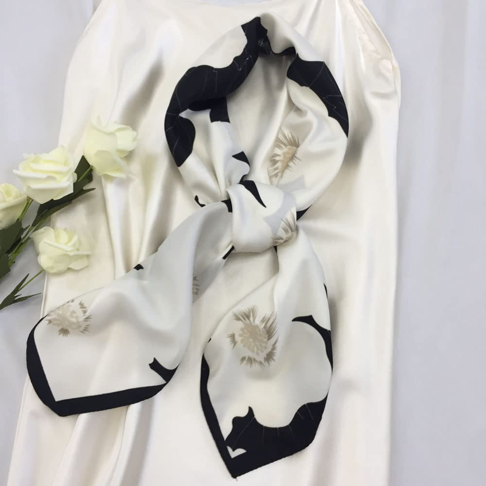 35" Square Mulberry Silk Imitation Head Scarf for Women Satin Large Hair Scarves Neck Scarf - Canvas & Charms