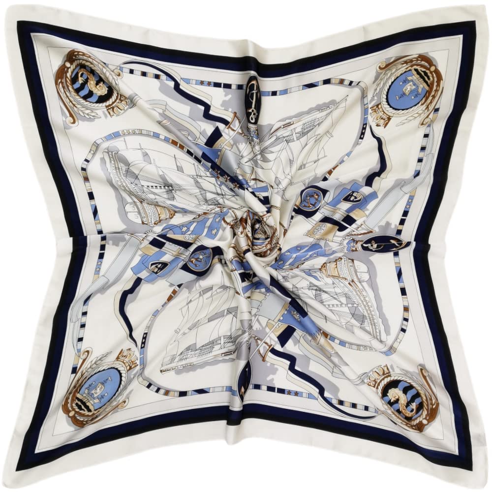 35" Square Mulberry Silk Imitation Head Scarf for Women Satin Large Hair Scarves Neck Scarf - Canvas & Charms