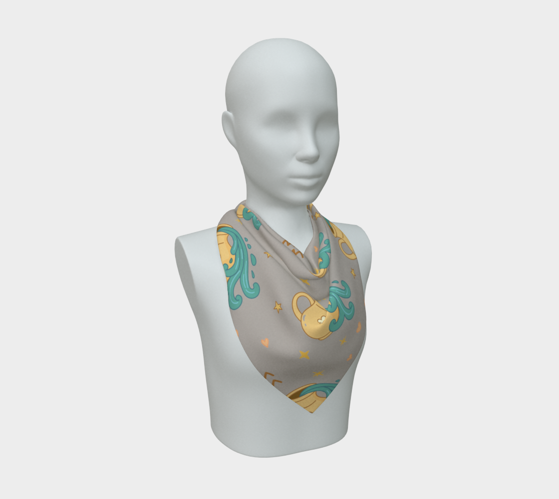 Aquarius Zodiac Sign Pattern Print Scarf