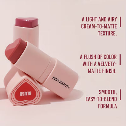 Waterproof Cream Blush Stick Heart-Shaped Long-Lasting Finish