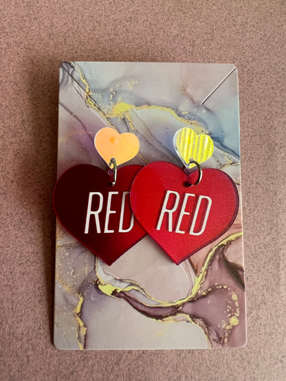 RED Album TS Iridescent Earrings in Heart Shape