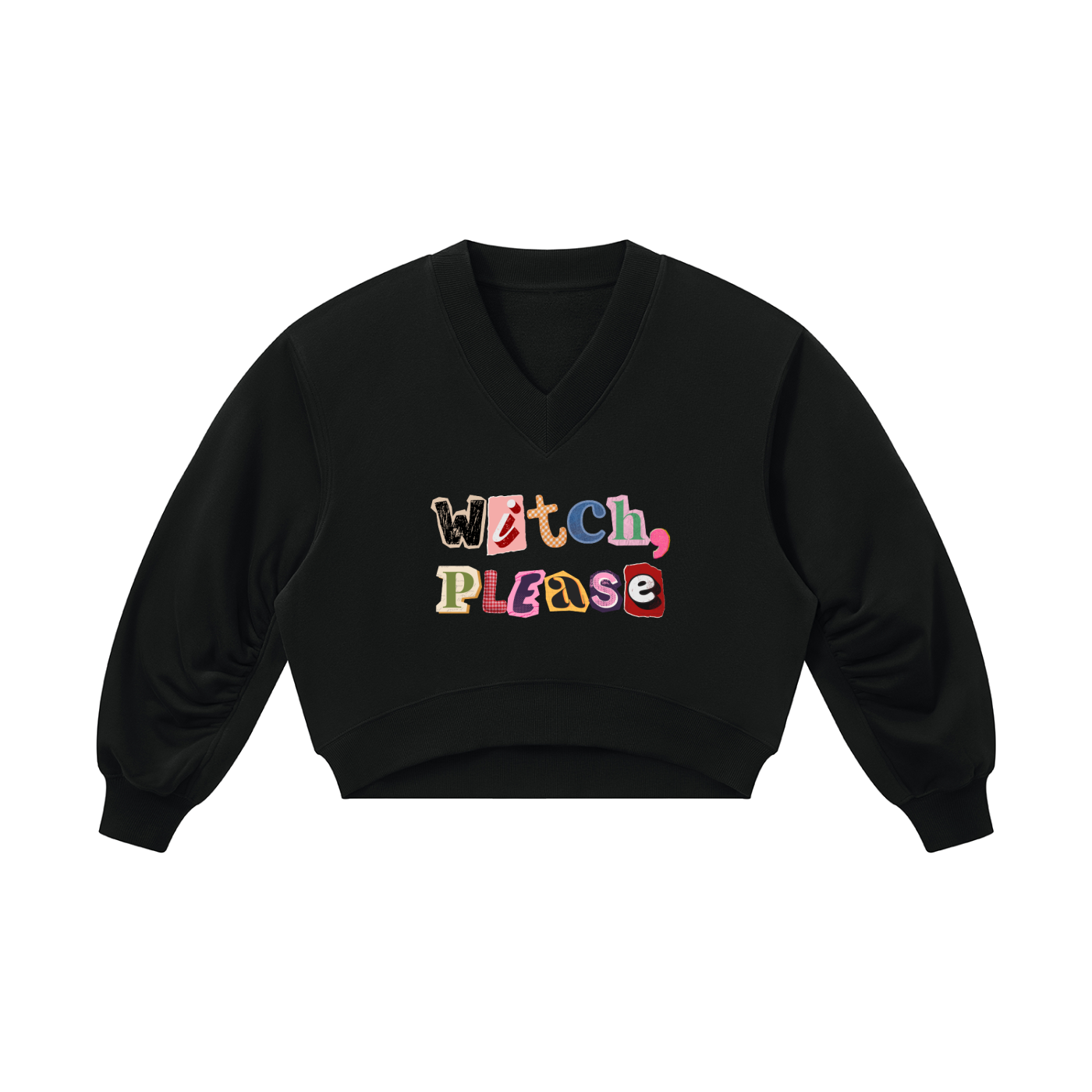 Witch Please Women’s Crop V-Neck Sweatshirt