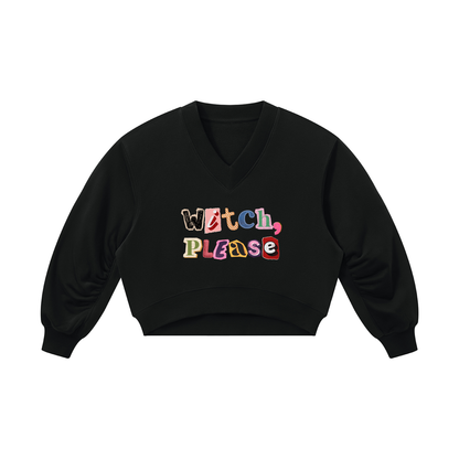 Witch Please Women’s Crop V-Neck Sweatshirt