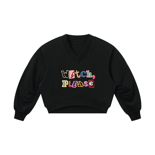 Witch Please Women’s Crop V-Neck Sweatshirt