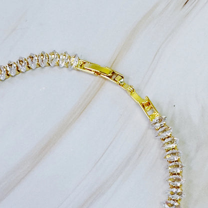 Marquise Cut Sparkle Tennis Necklace with Oval Diamonds