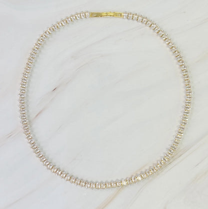 Marquise Cut Sparkle Tennis Necklace with Oval Diamonds