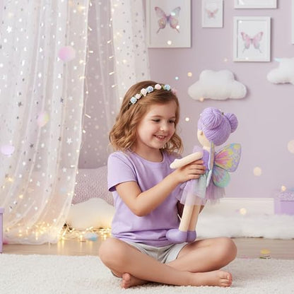 June Garden 18" Ballerina Plush Doll Rosalie - Soft Pink Hair Doll in Floral Dress & Tulle Skirt with Ballet Shoes - Gift for Girls & Toddlers