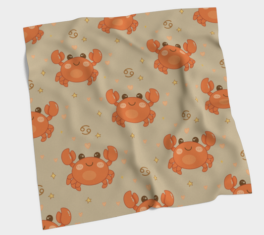 Fabric with crab pattern on a beige background