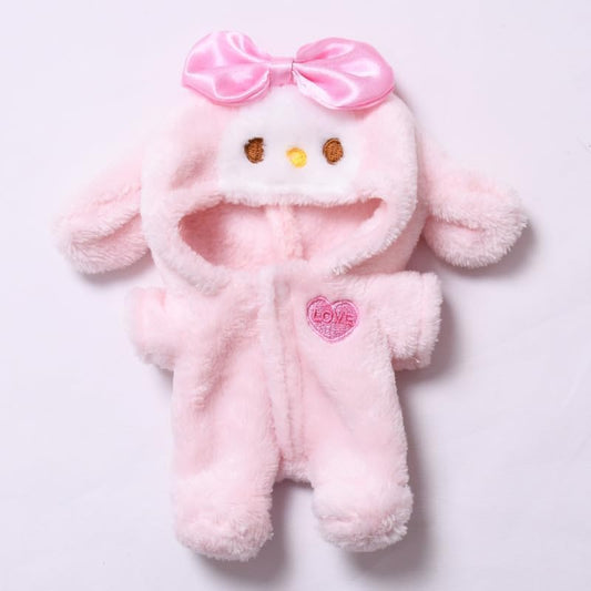 Bunny Cute Doll Costume 17cm Clothes Set (NO Doll) Hat & Overalls Set Plush Pink