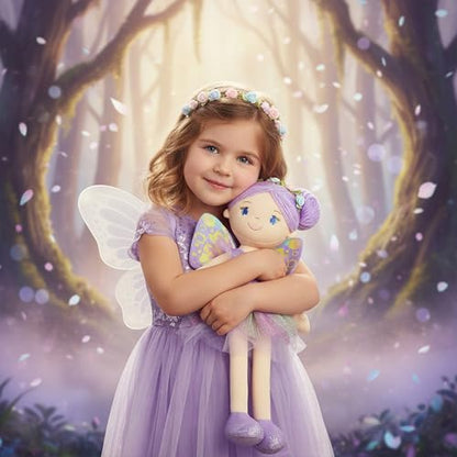 June Garden 18" Ballerina Plush Doll Rosalie - Soft Pink Hair Doll in Floral Dress & Tulle Skirt with Ballet Shoes - Gift for Girls & Toddlers