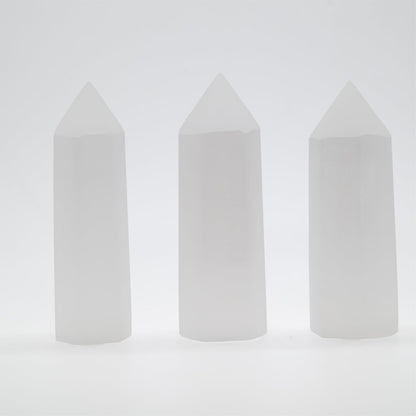 Angelstones Natural Smoky Quartz Gemstone Healing Crystal Hexagonal Pointed Reiki Chakra Faceted Prism Wand Carved Stone Figurine Home Decor