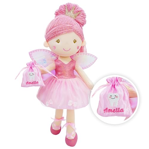 June Garden 18" Ballerina Plush Doll Rosalie - Soft Pink Hair Doll in Floral Dress & Tulle Skirt with Ballet Shoes - Gift for Girls & Toddlers